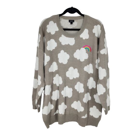 Torrid Pullover Drop Shoulder Tunic Crewneck Sweater Clouds and Rainbow Size 2X - Picture 2 of 7